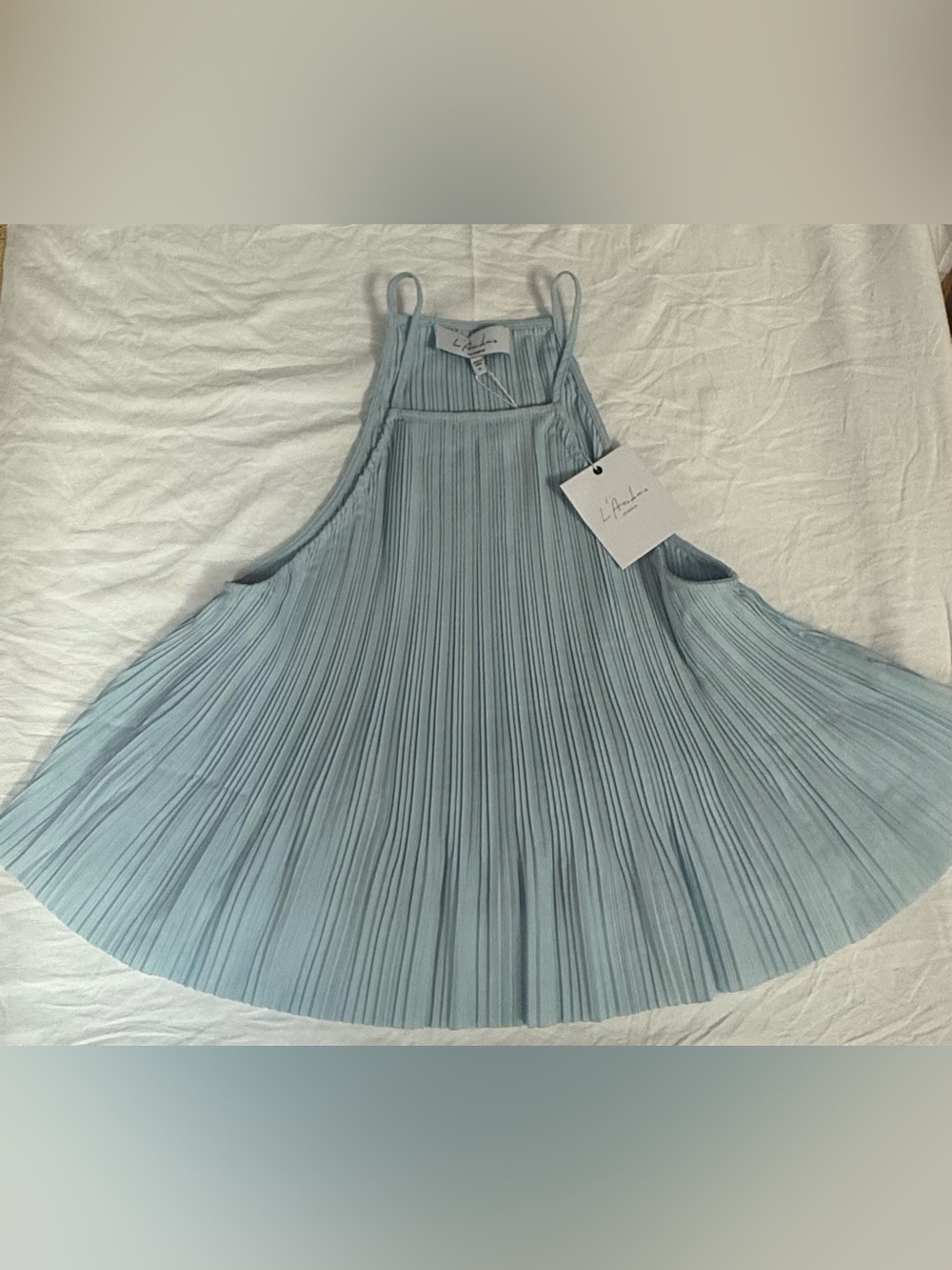 L'Academie Pleated Light Blue A-Line Tank